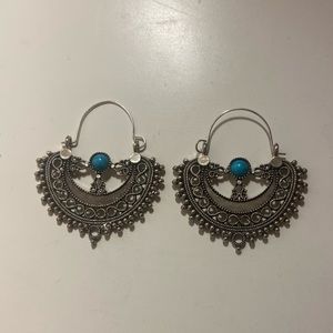 silver and turquoise earrings never worn